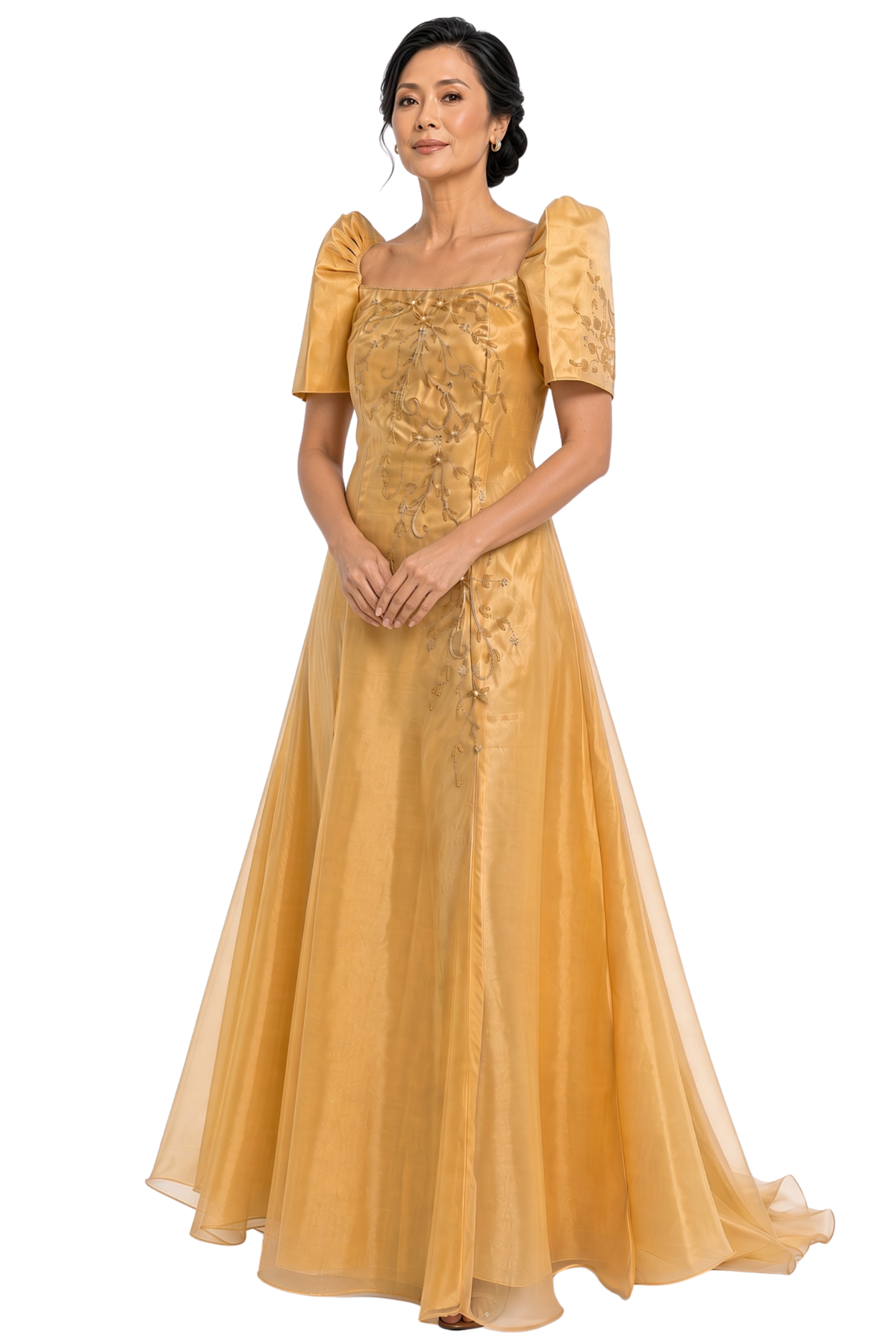 Gold Filipiniana Dress
