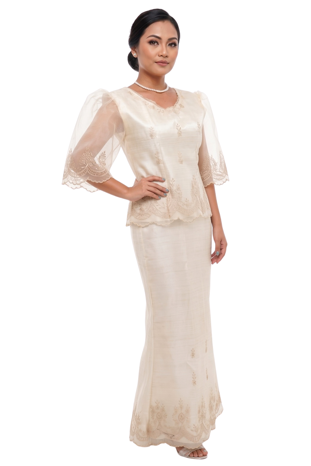 Elegant Filipiniana Top and Skirt 