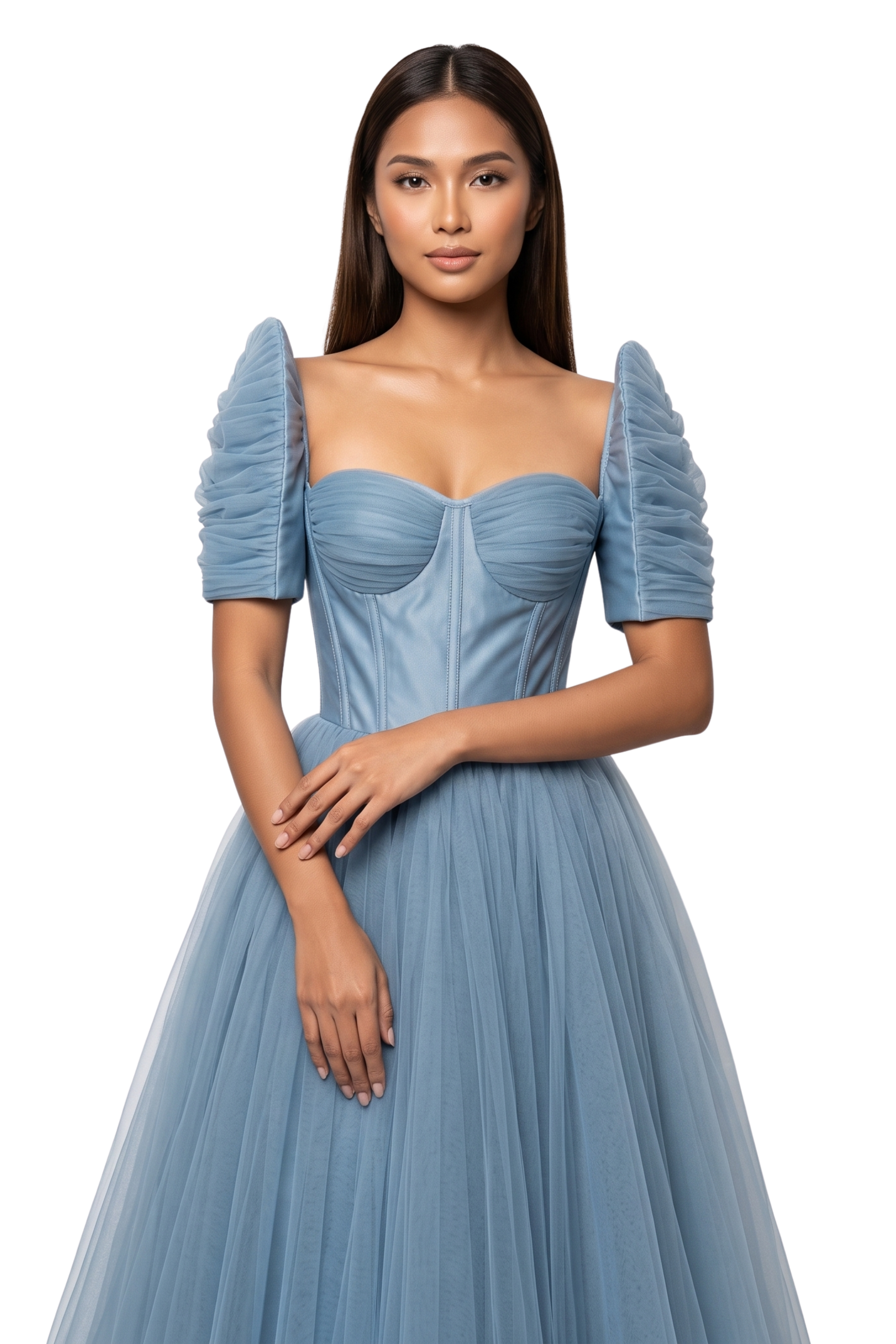 Premium Tulle Mestiza Filipiniana Midi Dress - Celestine