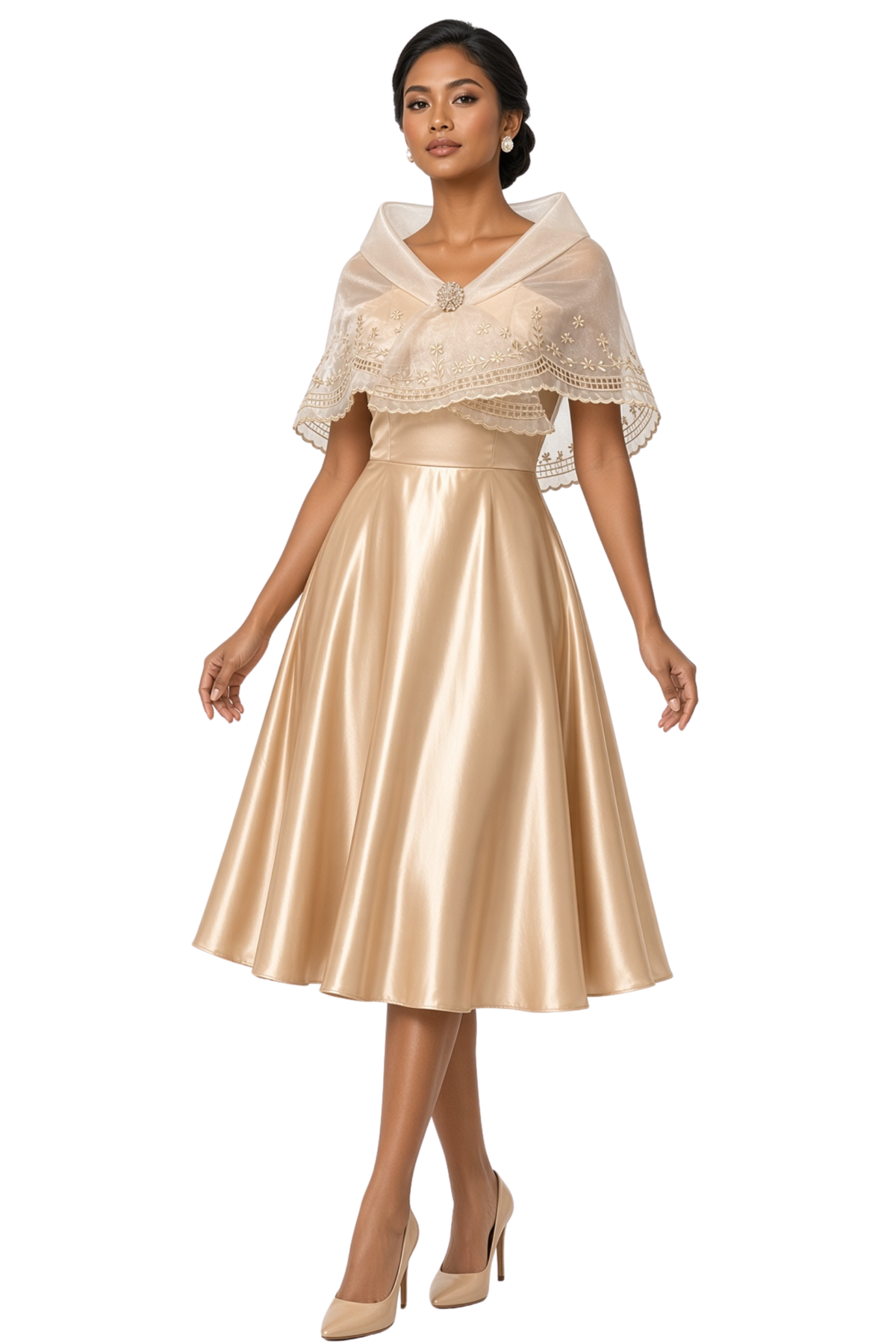 Filipiniana Dress with Organza Alampay