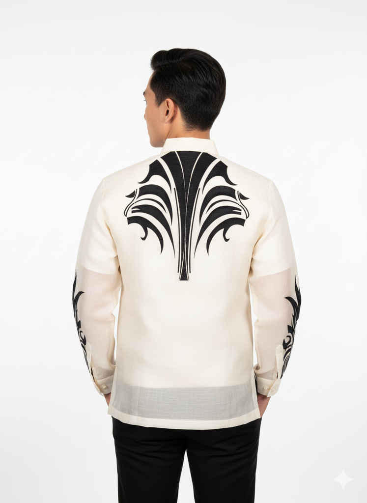 Modern Black Embroidery Barong Tagalog 