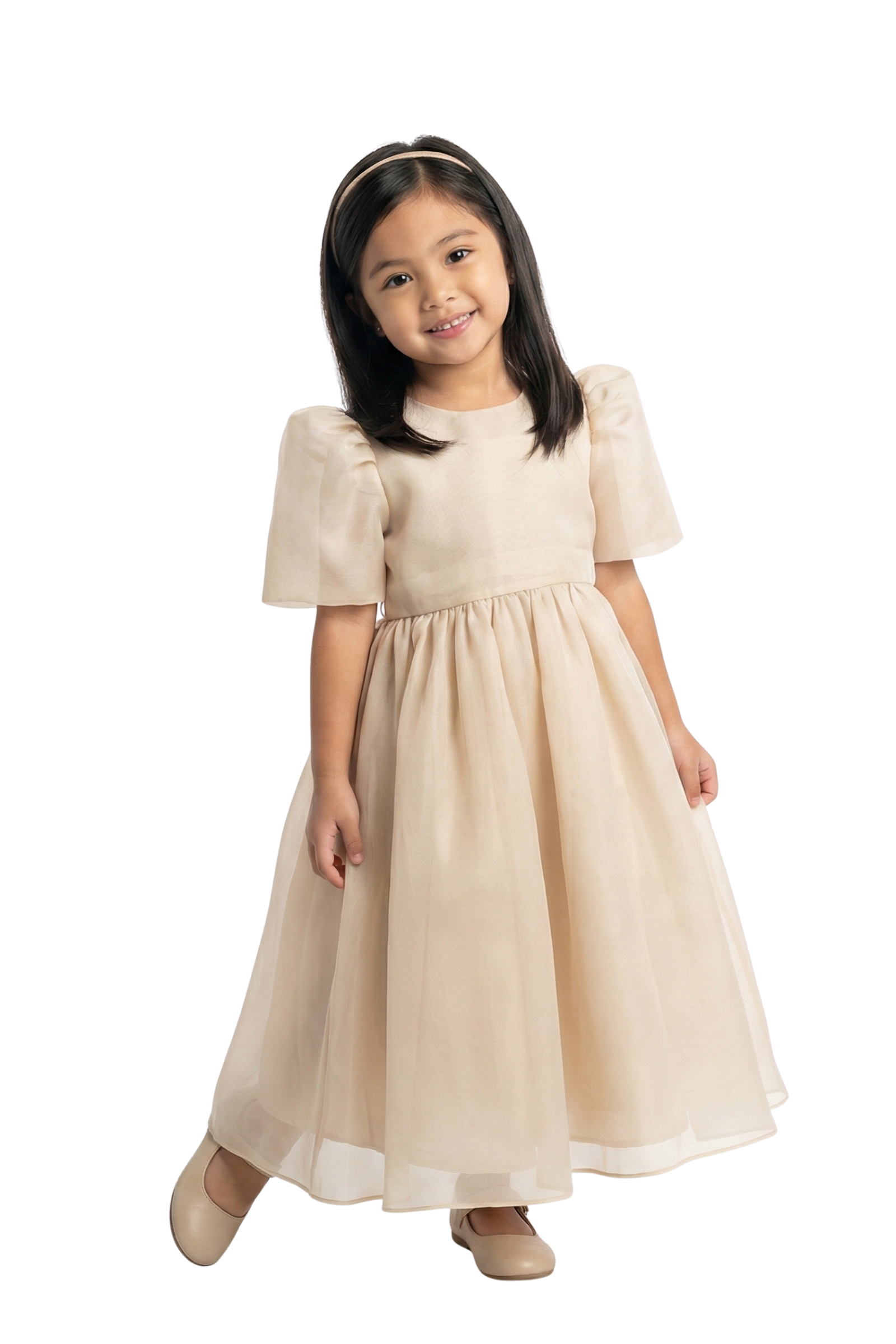 Beige Modern Filipiniana for Girls