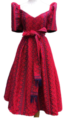 Red Pinilian Handmade Filipiniana Dress