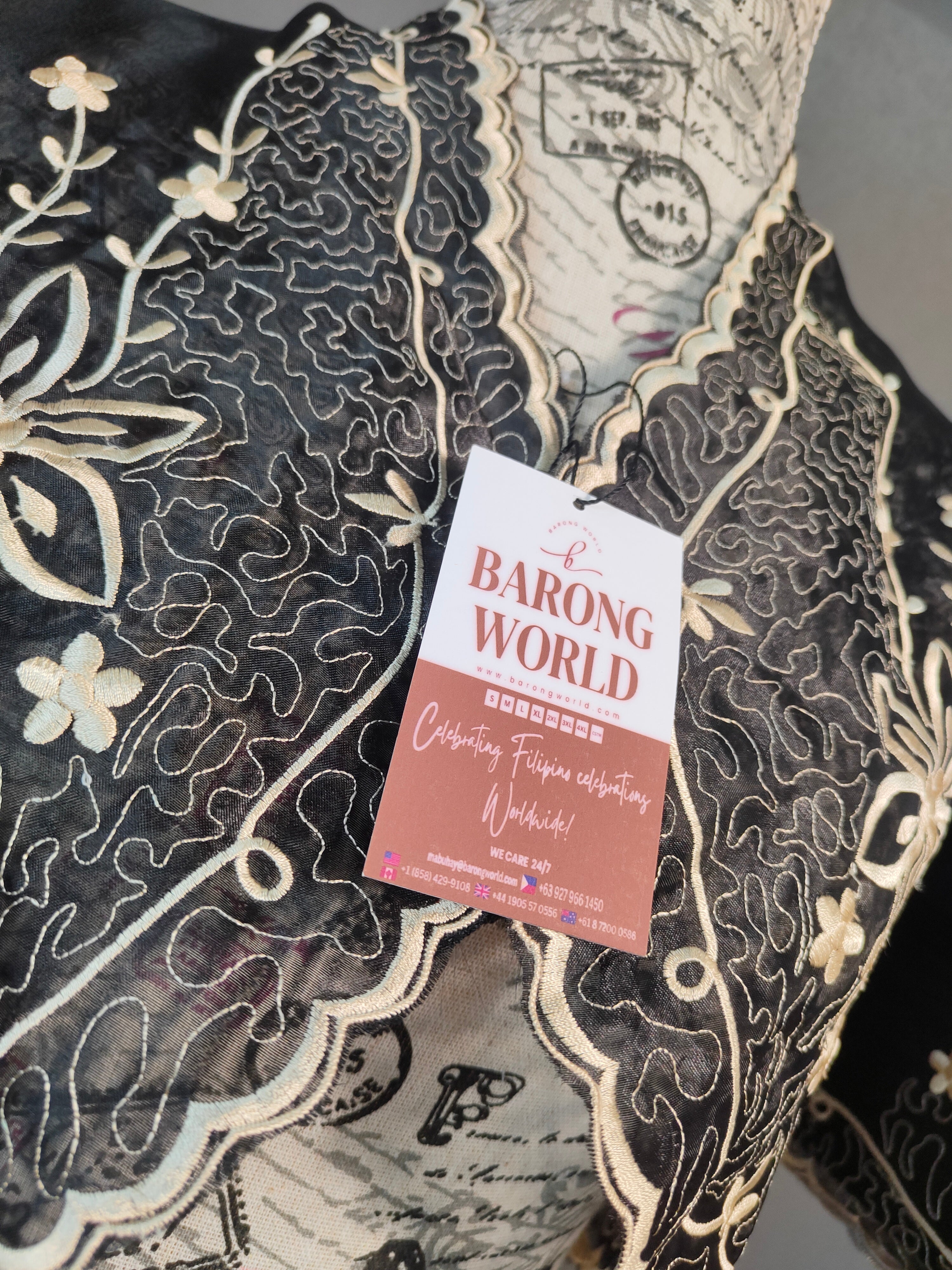 Black Filipiniana Bolero Embroidery Full Design