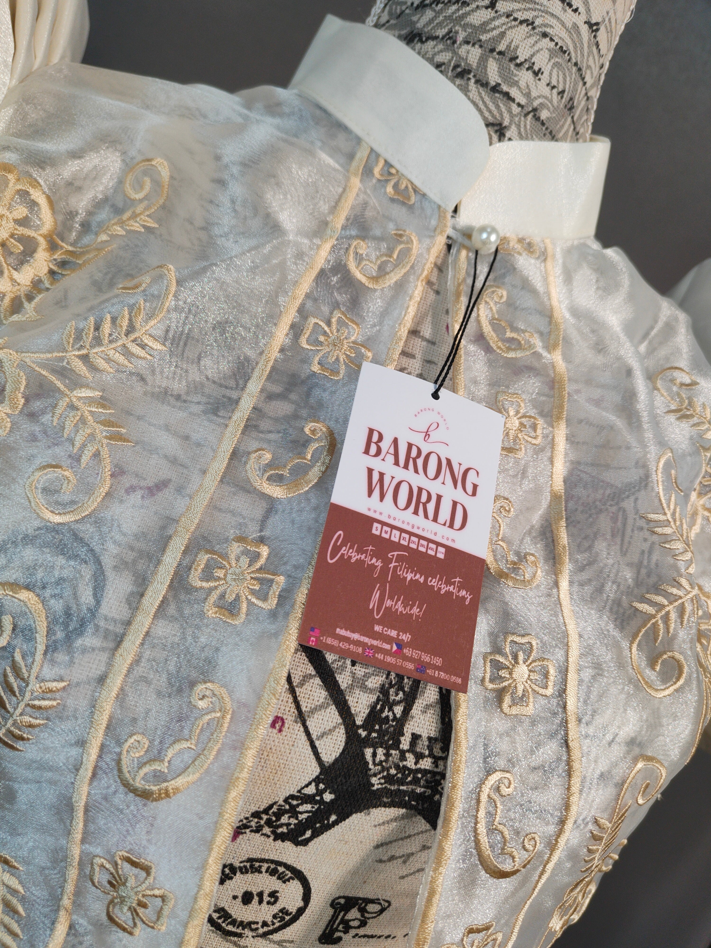 Front Details of Beige Organza Bolero 