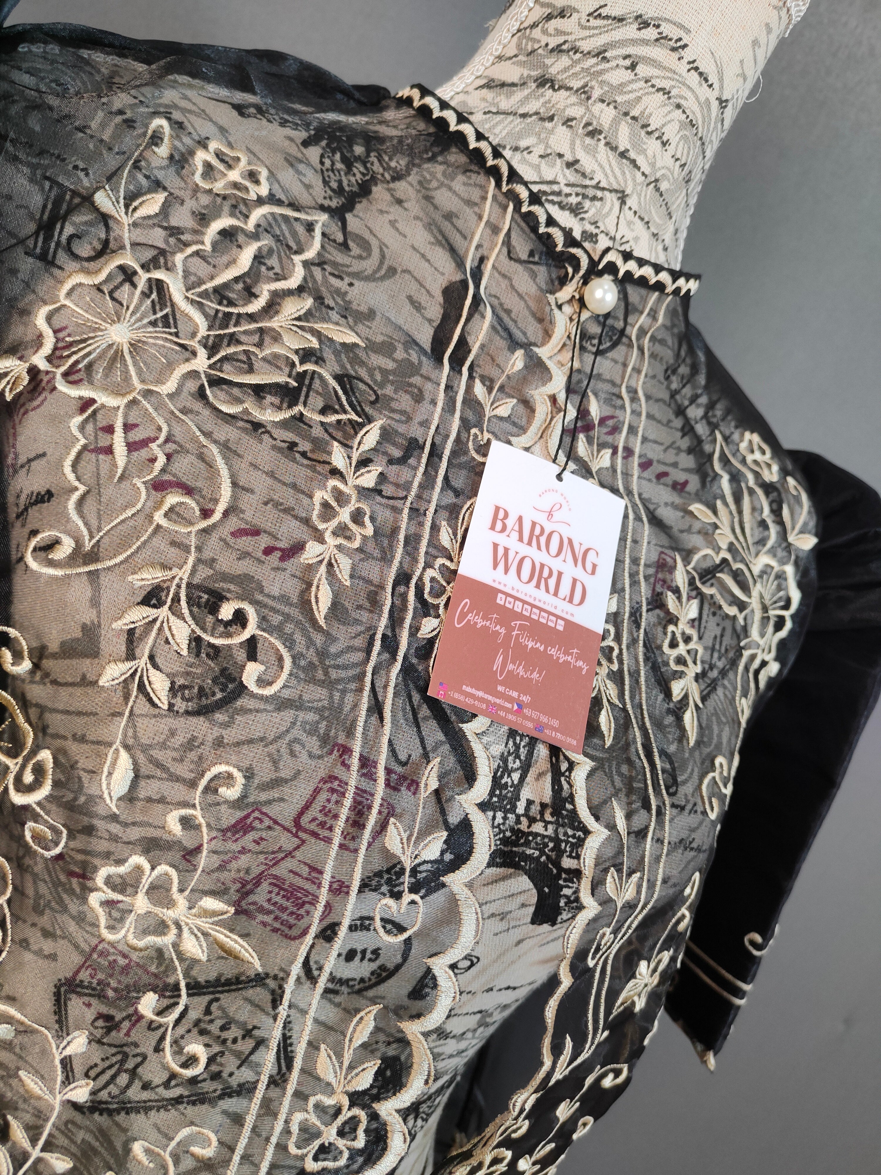 Premium Black Modern Filipiniana Bolero