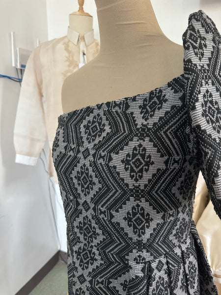 Ilocos Pinilian Handmade (Detachable Sleeve) Modern Filipiniana Dress - Size 2XL- CL110