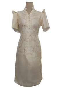 Beige Organza Barong Dress