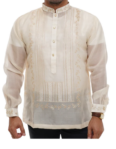 Silk Cocoon Chinese Collar Premium Barong Tagalog  - Marco - CL419 - LARGE