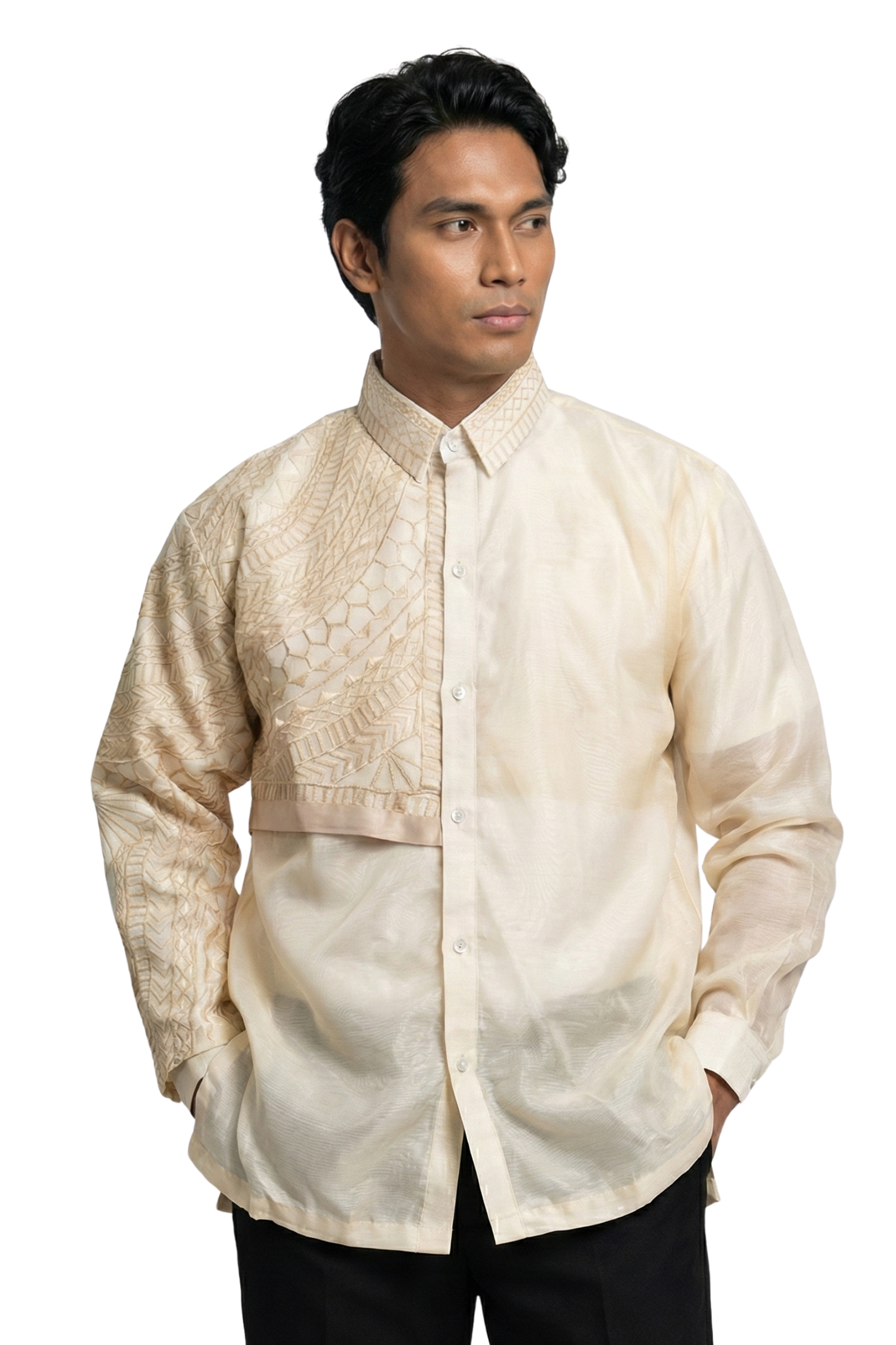 Heavy embroidery Barong tagalog