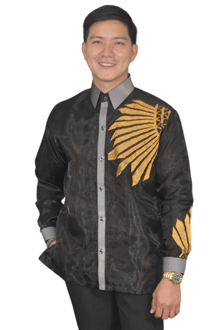 Organza Black "Sinag" Barong Tagalog - Antonio  - JK91