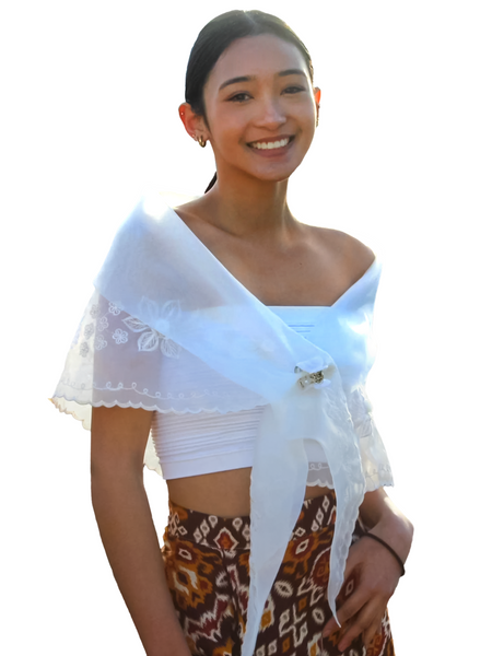 White Premium Filipiniana Alampay - Marie - MRA02