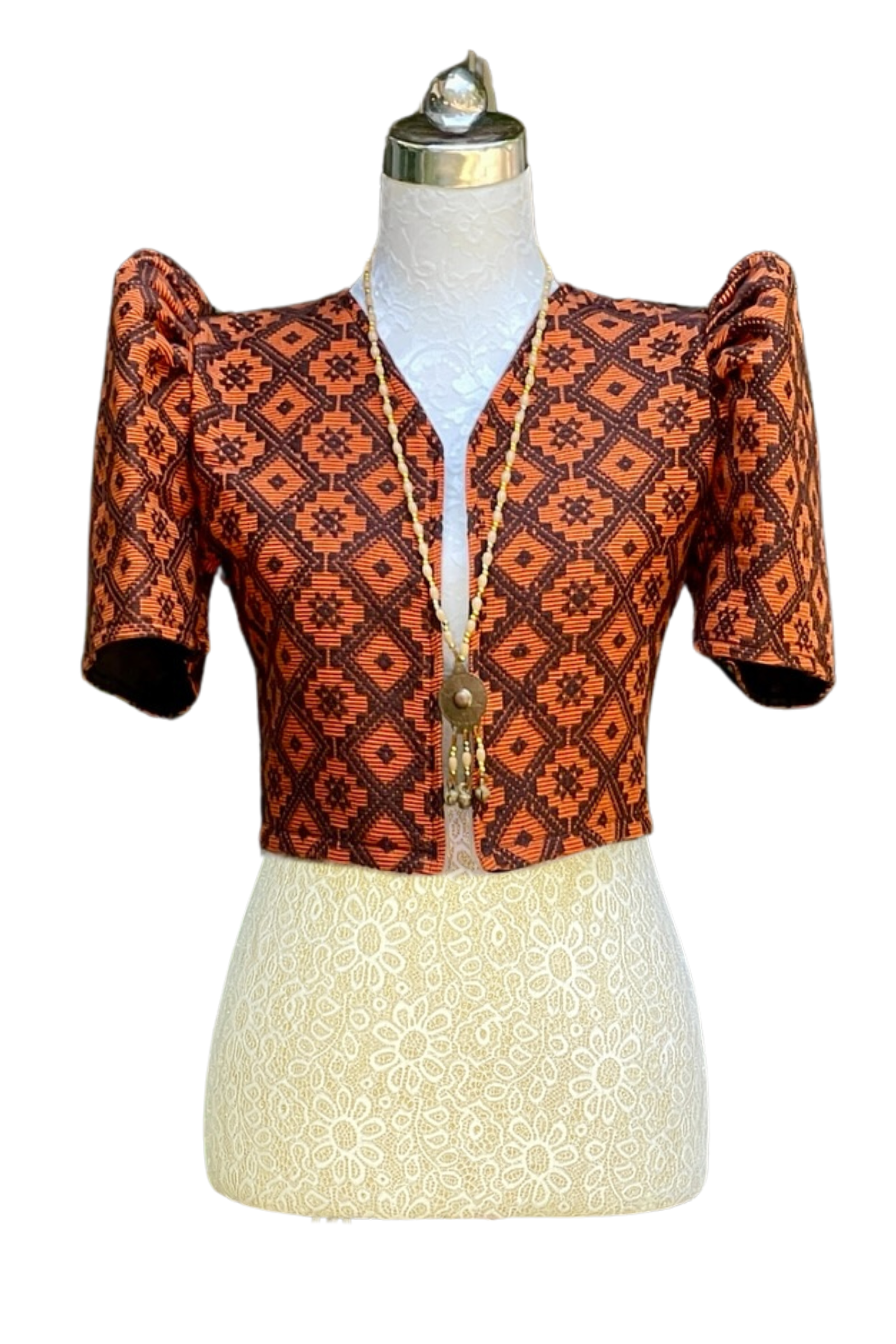 Chic Orange Pinilian Filipiniana Bolero