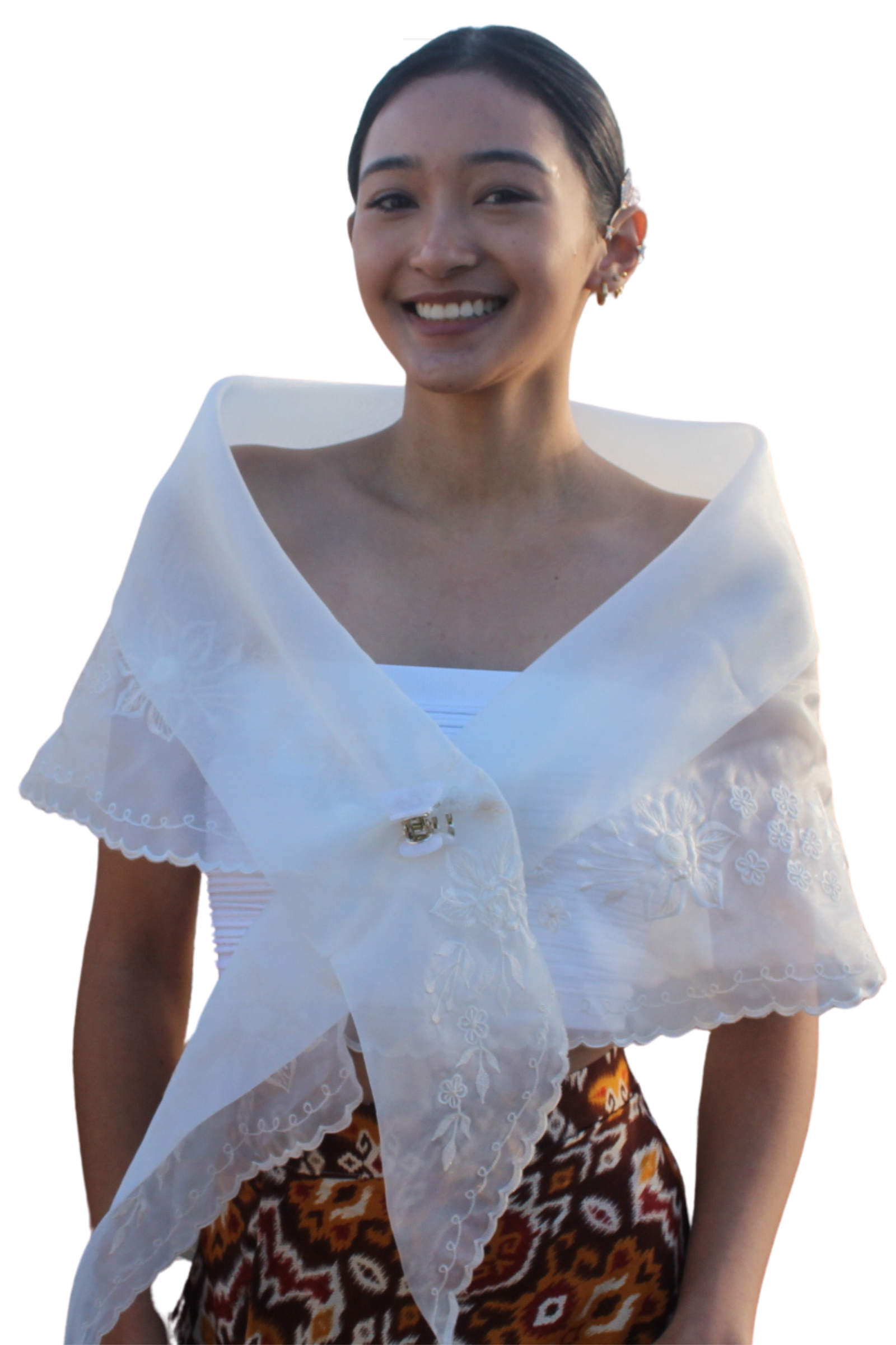 White Filipiniana Alampay
