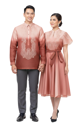 Ombre Couple Set Modern Barong Tagalog and Modern Filipiniana