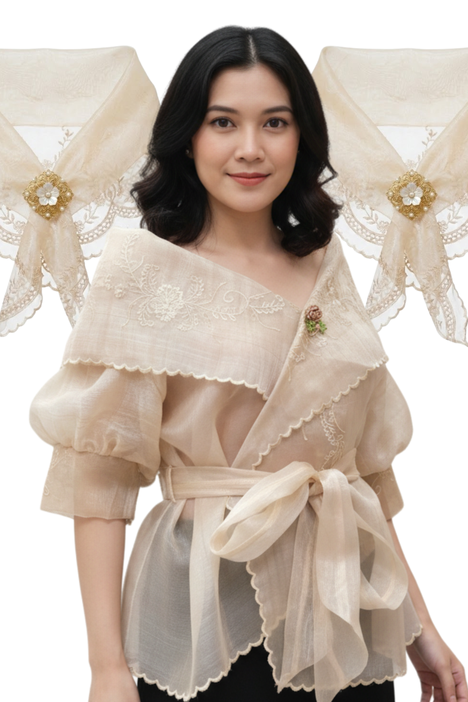 Premium Classic Beige Filipiniana Panuelo 