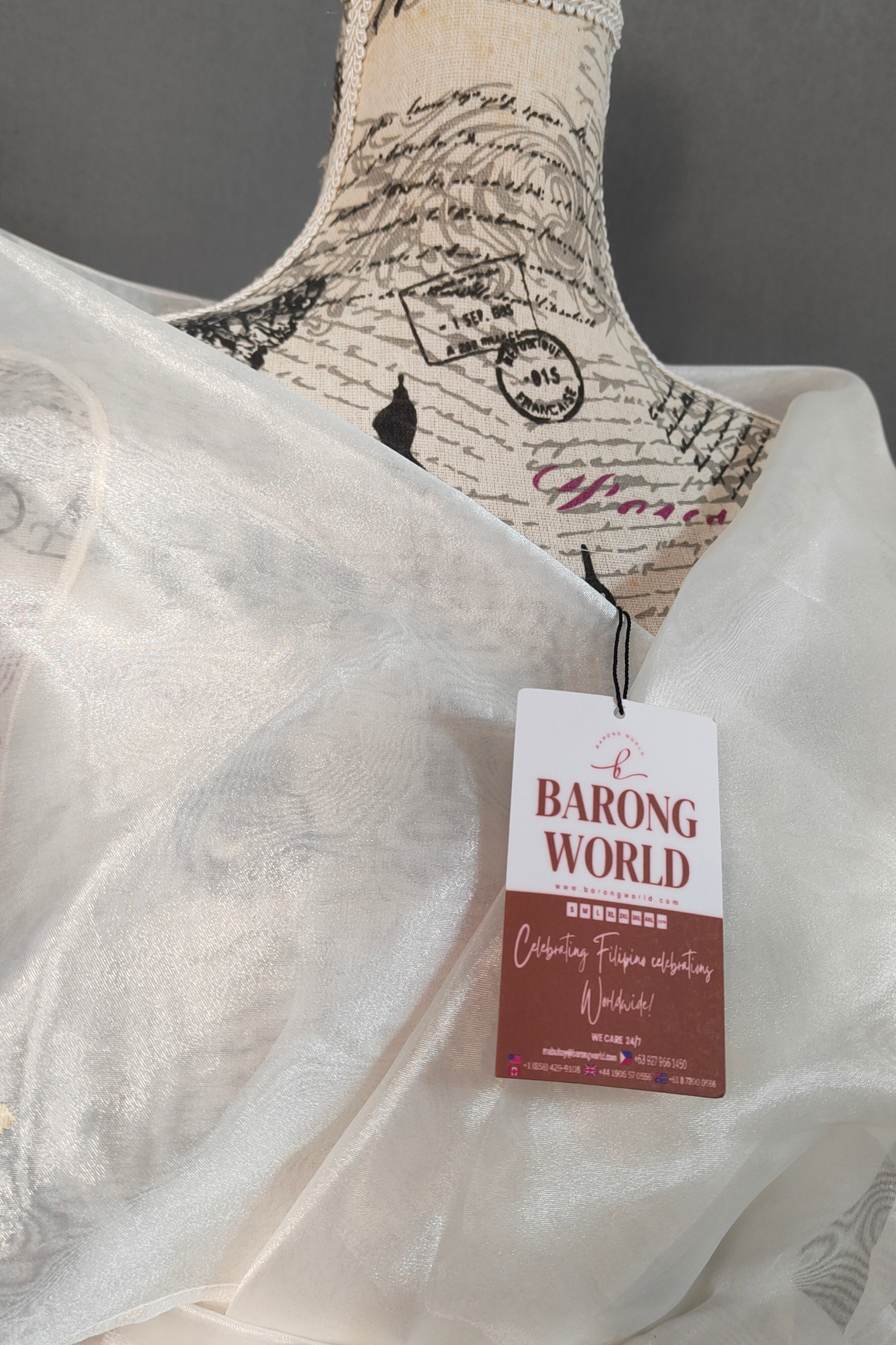  White Embroidered Filipiniana Alampay Wrap