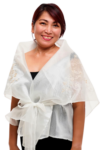 Classic White Filipiniana Panuelo 