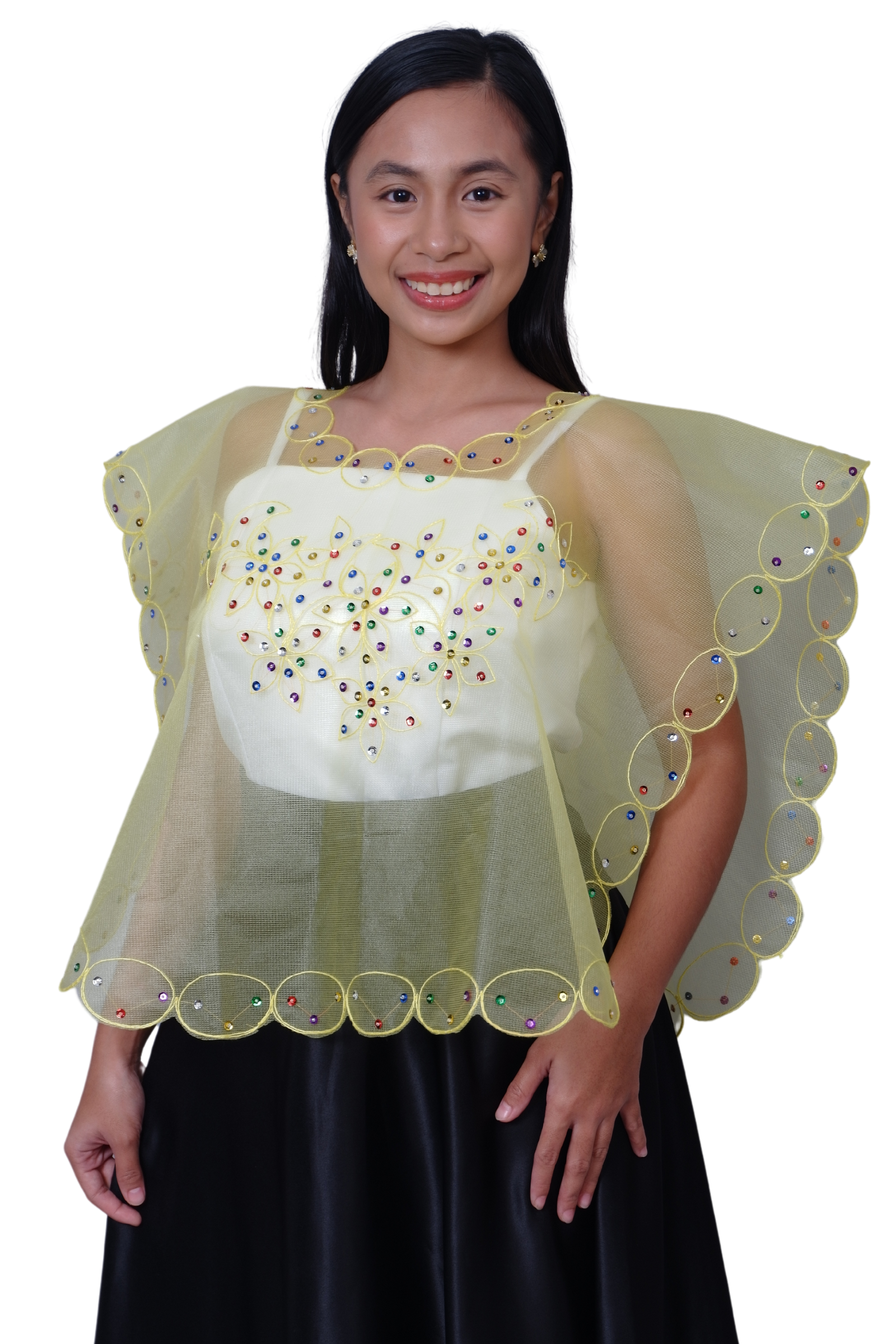 Yellow Kimona Tulle Filipiniana Top