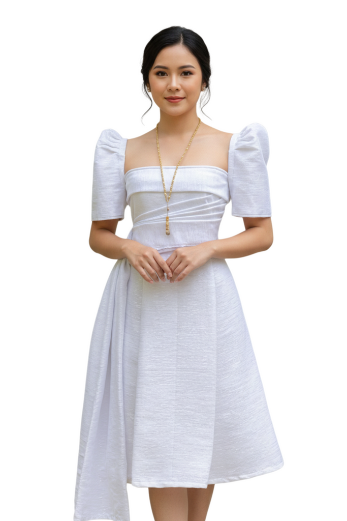 White Inabel Filipiniana Dress 