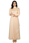Long Sleeved Beige Filipiniana Terno Dress