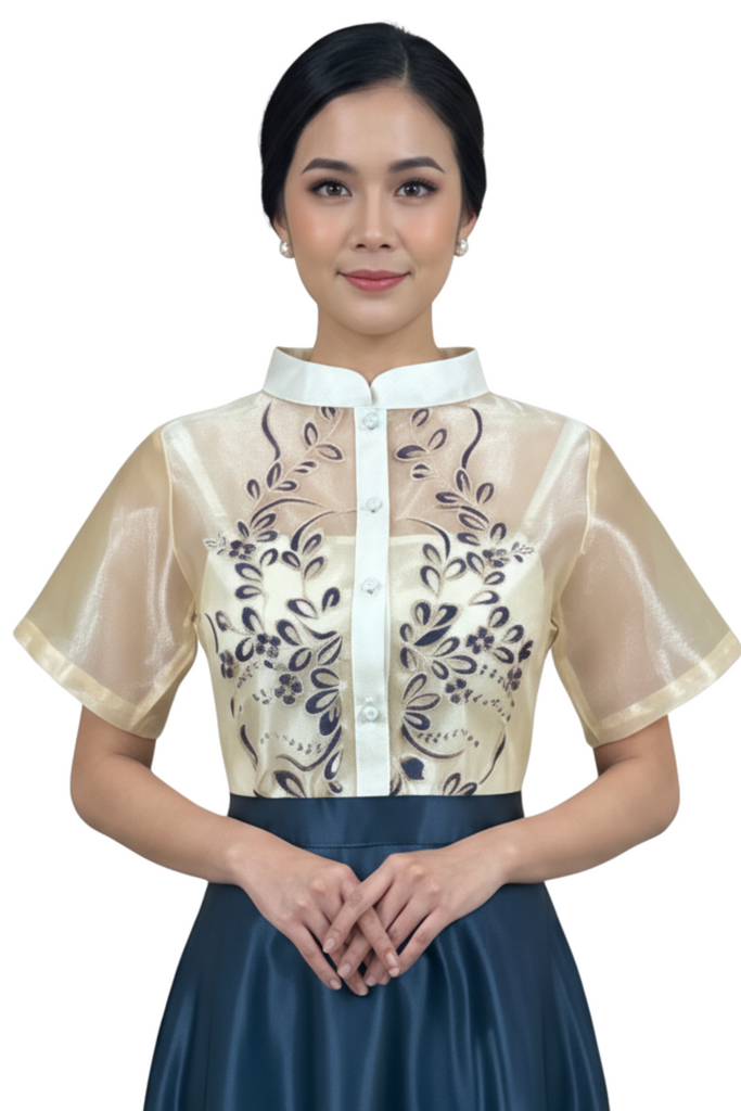 Hand Painted Organza Filipiniana Top