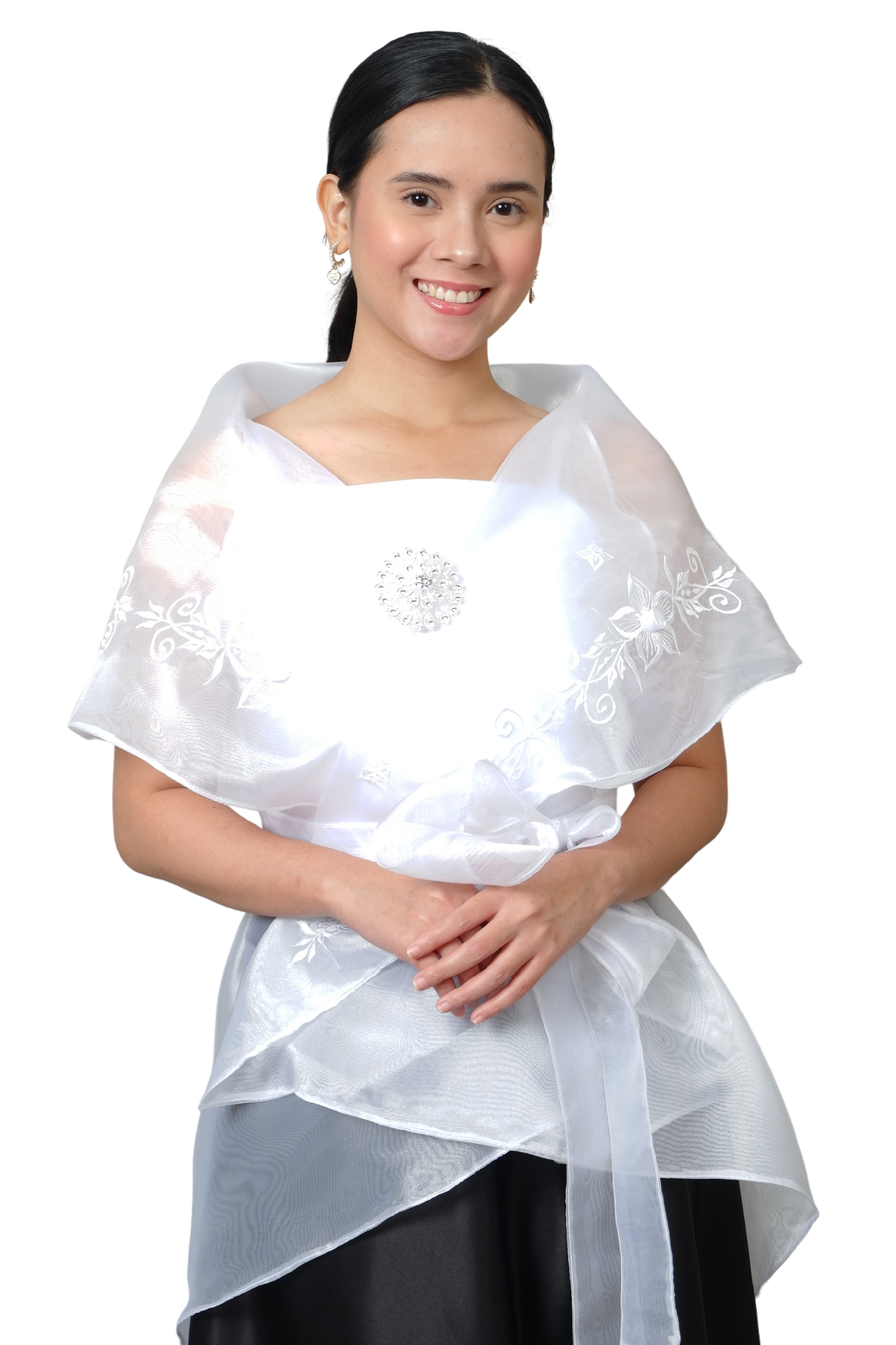Filipiniana Premium White Organza Panuelo