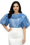 Modern Filipiniana Top with Bell Sleeves
