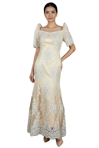 Elegant Filipiniana Full Lace Dress with Sequence