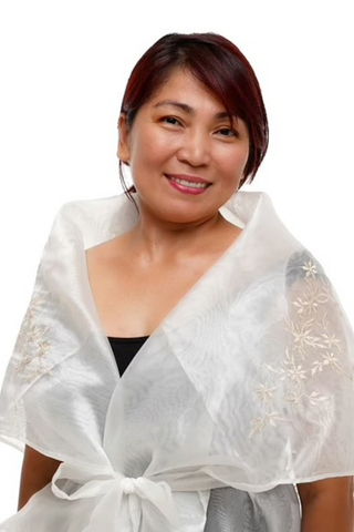 Organza White Embroidered Filipiniana Panuelo - Lilah - JV211