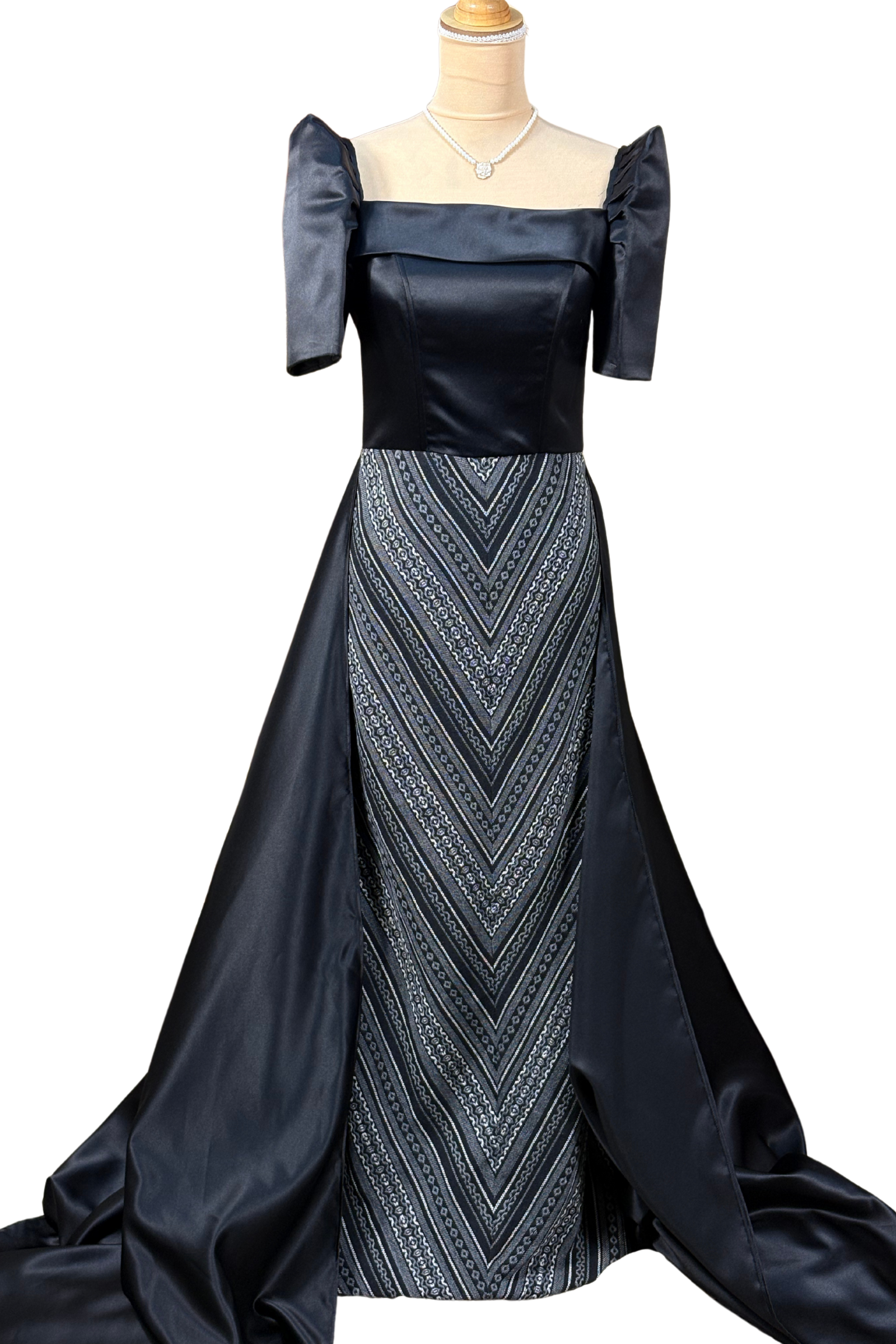 Black Ethnic Filipiniana Long Dress