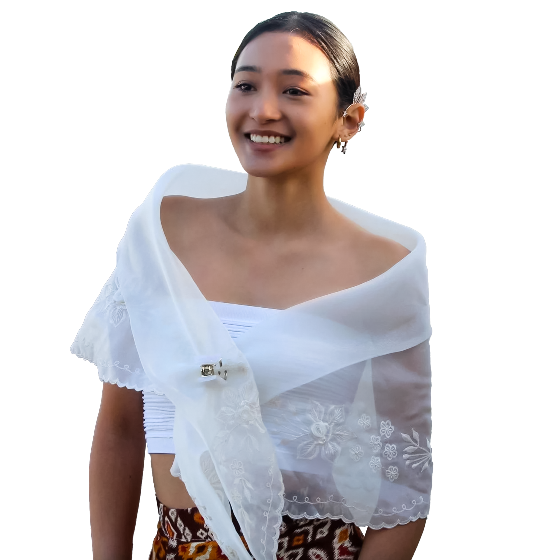 Elegant White Filipiniana Alampay