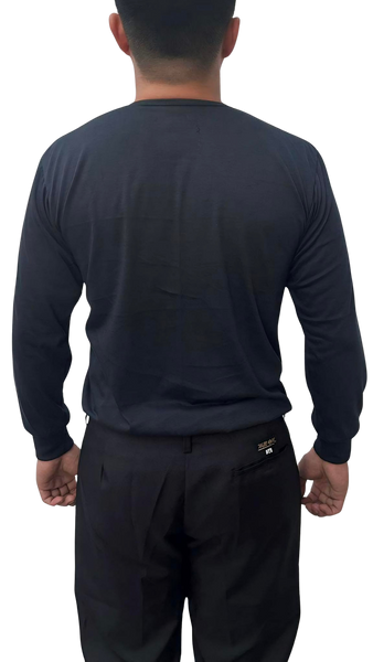 Black Camisa De Chino | Barong Tagalog Undershirt Long Sleeve | JB004