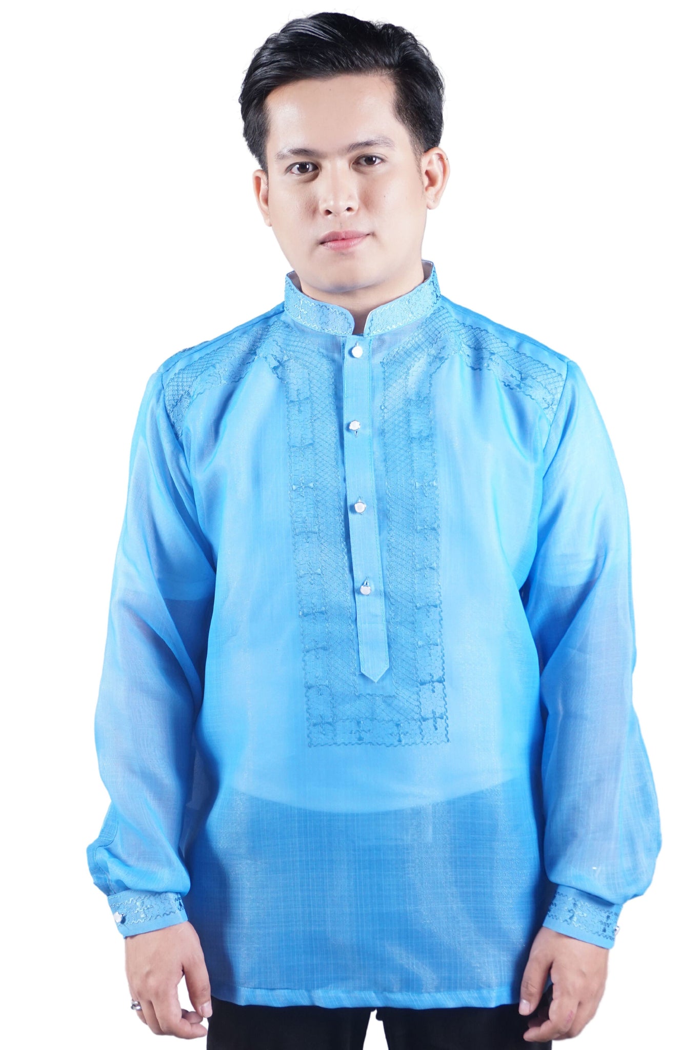Men's Cocoon Blue Barong Tagalog - Wren - JF101 | Barong World