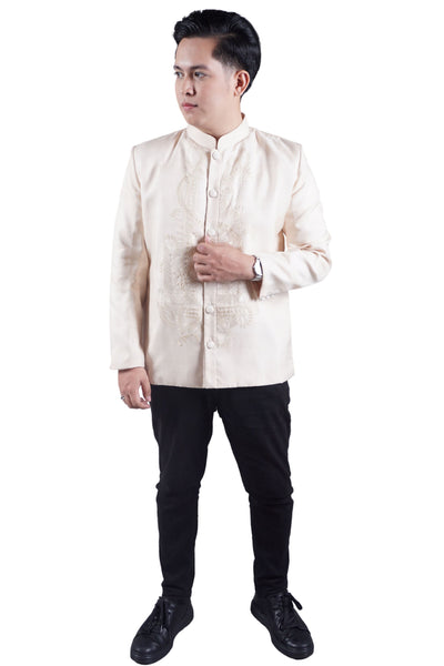 Men's Satin Cocoon Premium Coat Barong Tagalog - Ernesto JN33