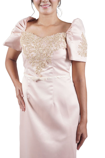 Duchess Satin Filipiniana Dress - Mia JN37
