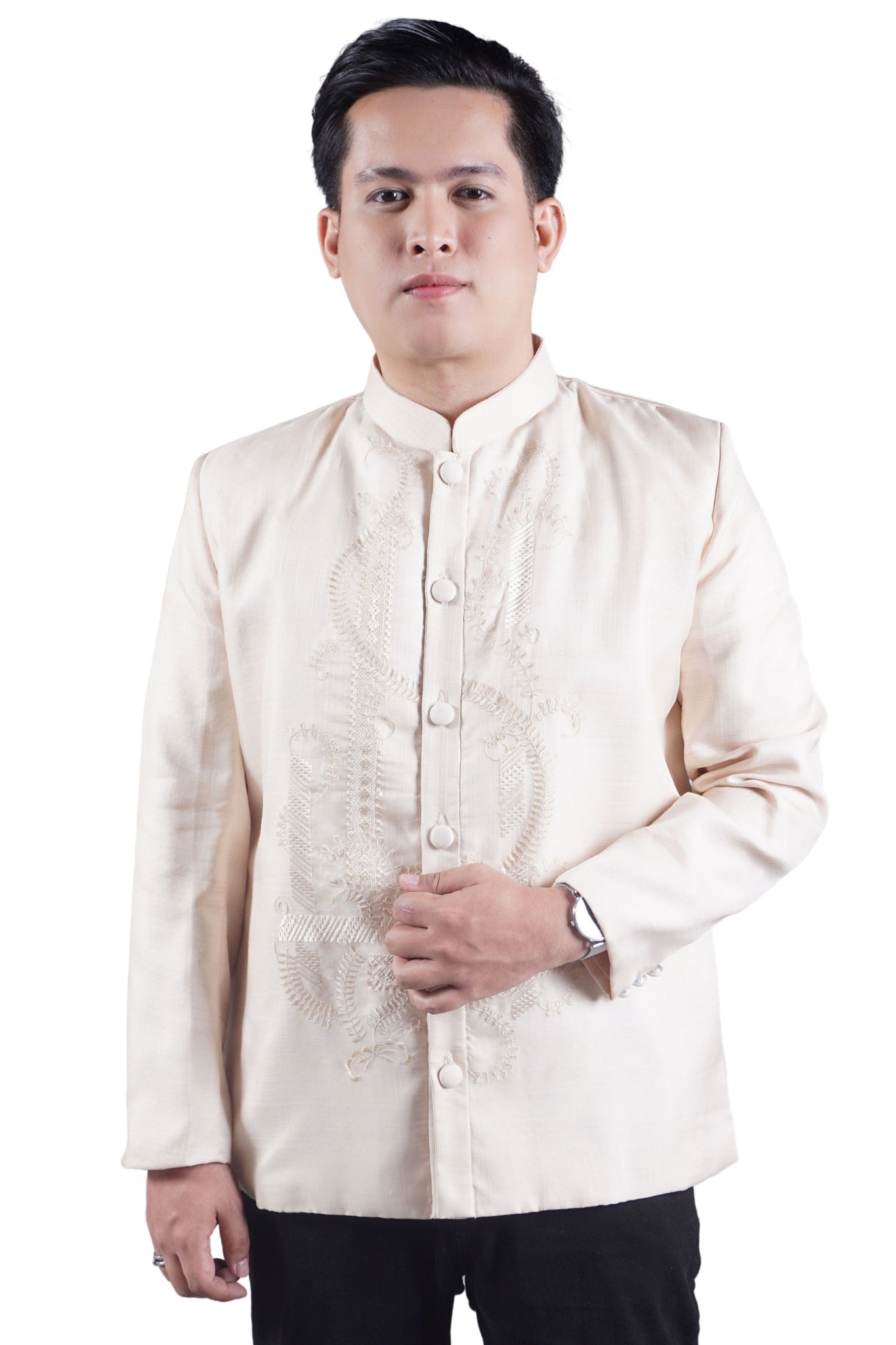 Men's Satin Cocoon Premium Coat Barong Tagalog - Ernesto JN33