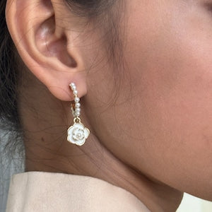 Premium Sampaguita with Pearlette Pair Earrings Gold Lining Filipiniana | Philippine Accessory