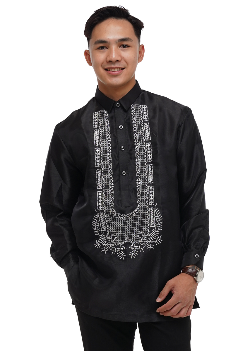 Classic Black Barong Tagalog Jusilyn - Antonio JS9 For Sale – Barong World