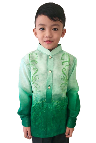 Green  Jusi  Barong Tagalog For Boys