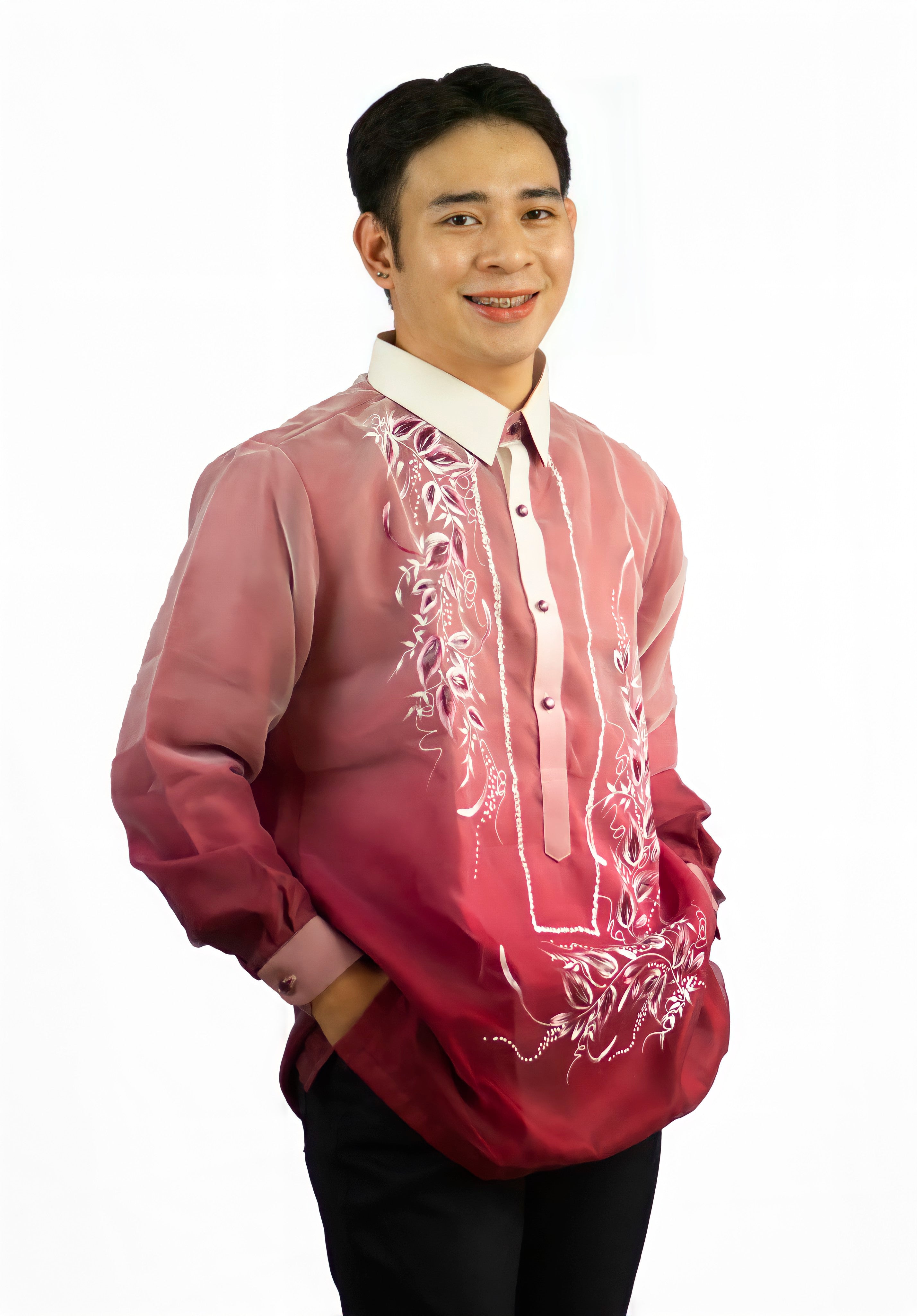Red Piña Organza Barong Tagalog