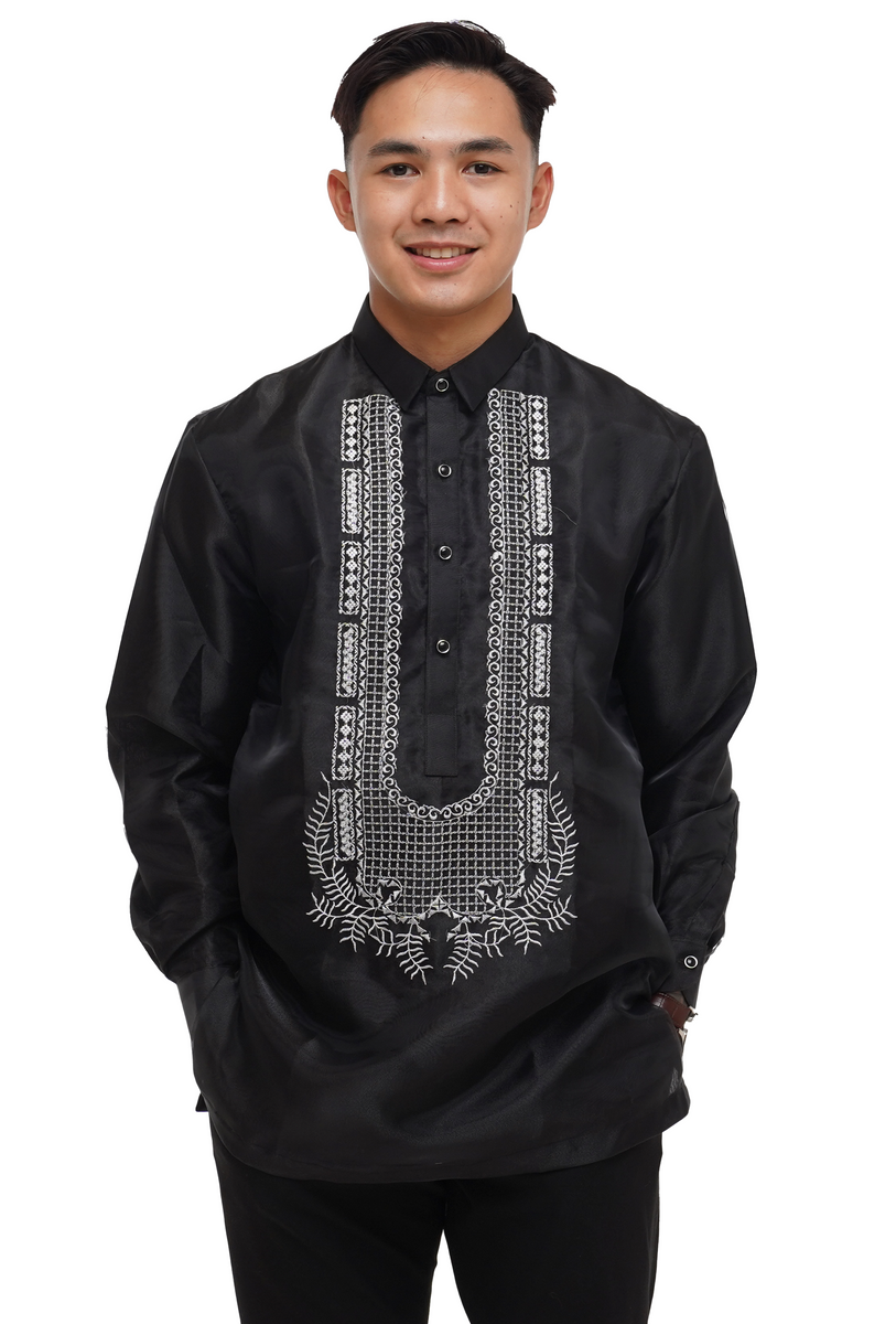 Classic Black Barong Tagalog Jusilyn - Antonio JS9 For Sale – Barong World