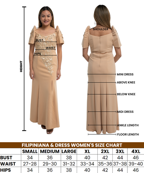 Duchess White Modern Filipiniana Midi Dress - Heart - JB68