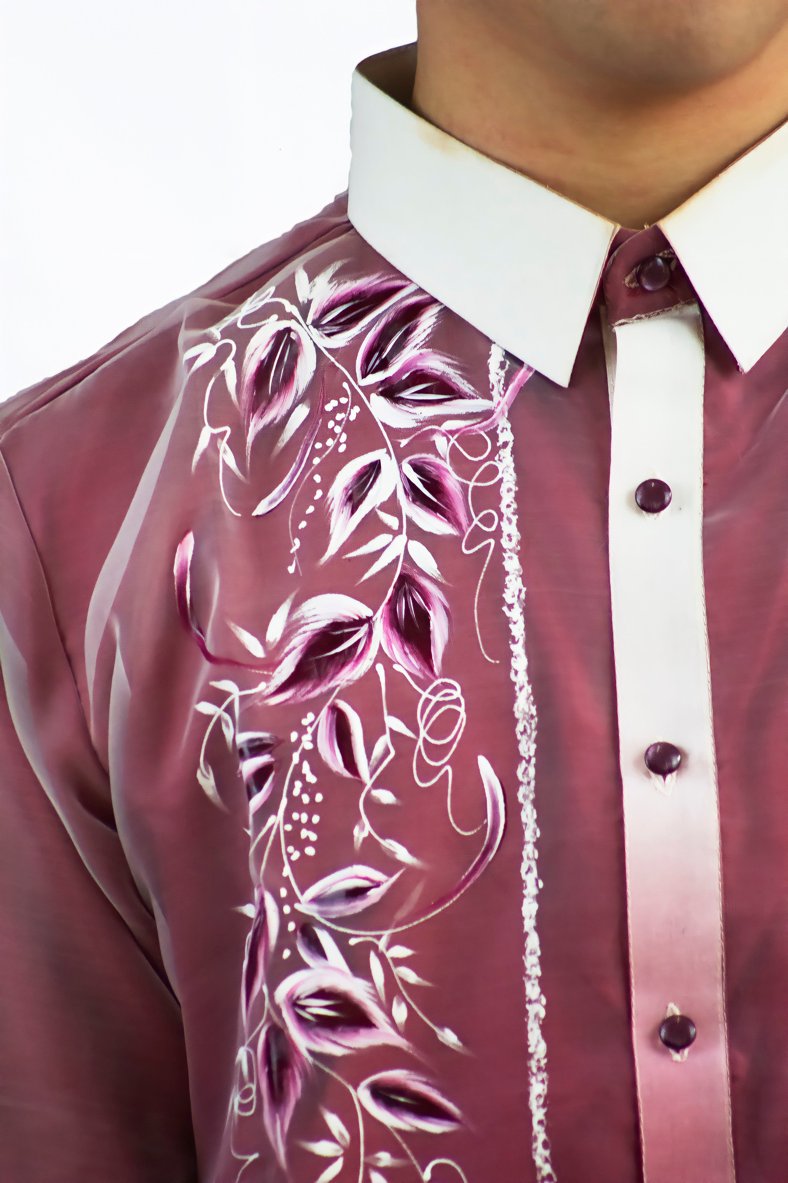 Red Cultural Barong Design Detailing