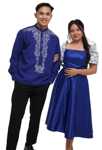 Blue Couple Organza Barong Tagalog