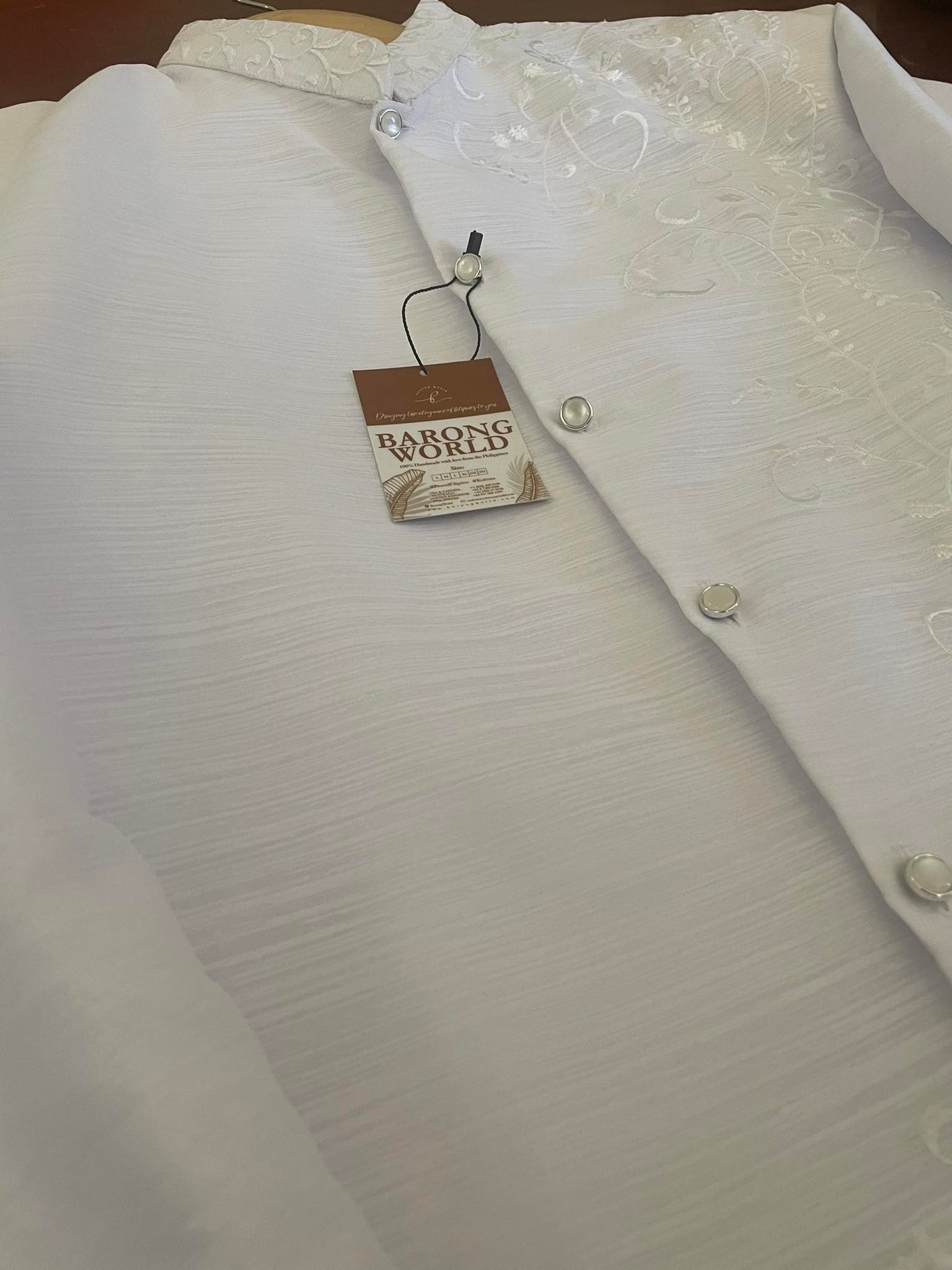 White Cocoon Satin Barong Tagalog Coat