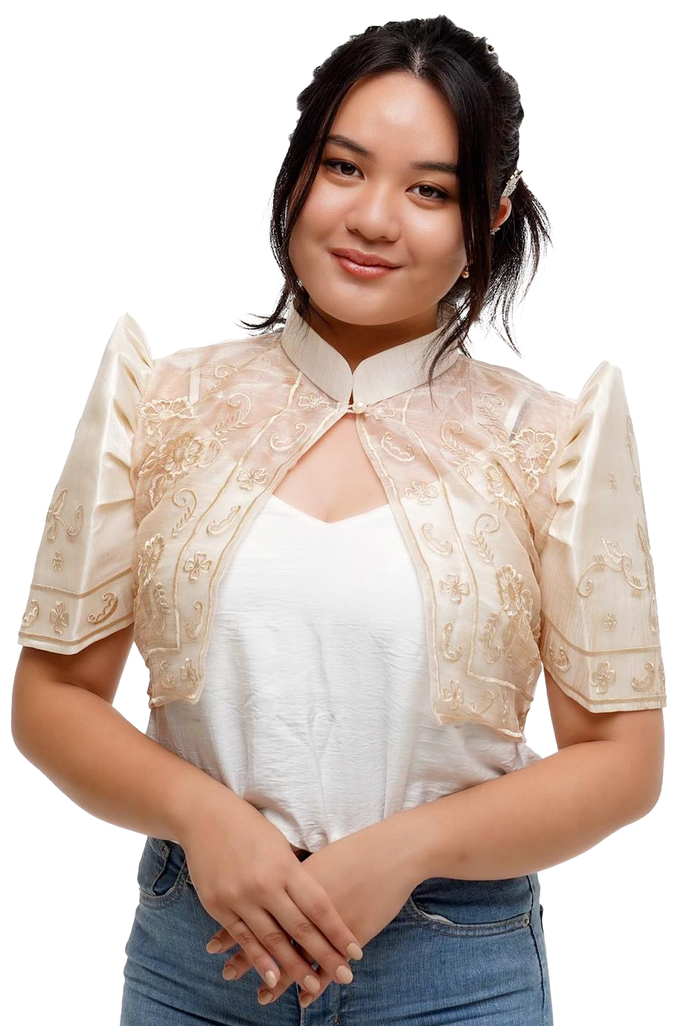 Beige Organza Bolero