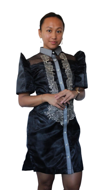 Black Mestiza Sleeve Barong Dress