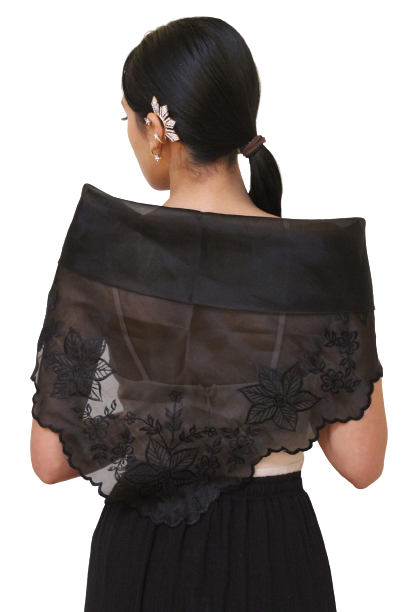 Organza Black Premium Filipiniana Alampay - Ara - MRA01B – Barong World