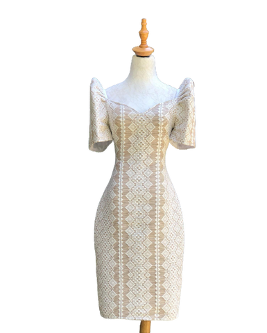 Neoprene Silver Filipiniana Full Studded Lace Long Gown - Bea MR48 For Sale  – Barong World